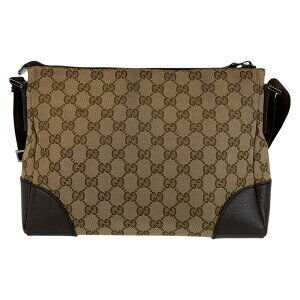 Gucci shoulder leather canvas brown GG messenger bag